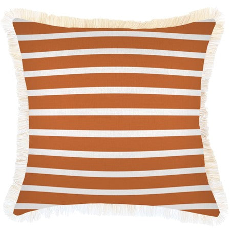 © Hampton burnt orange fringe cushion