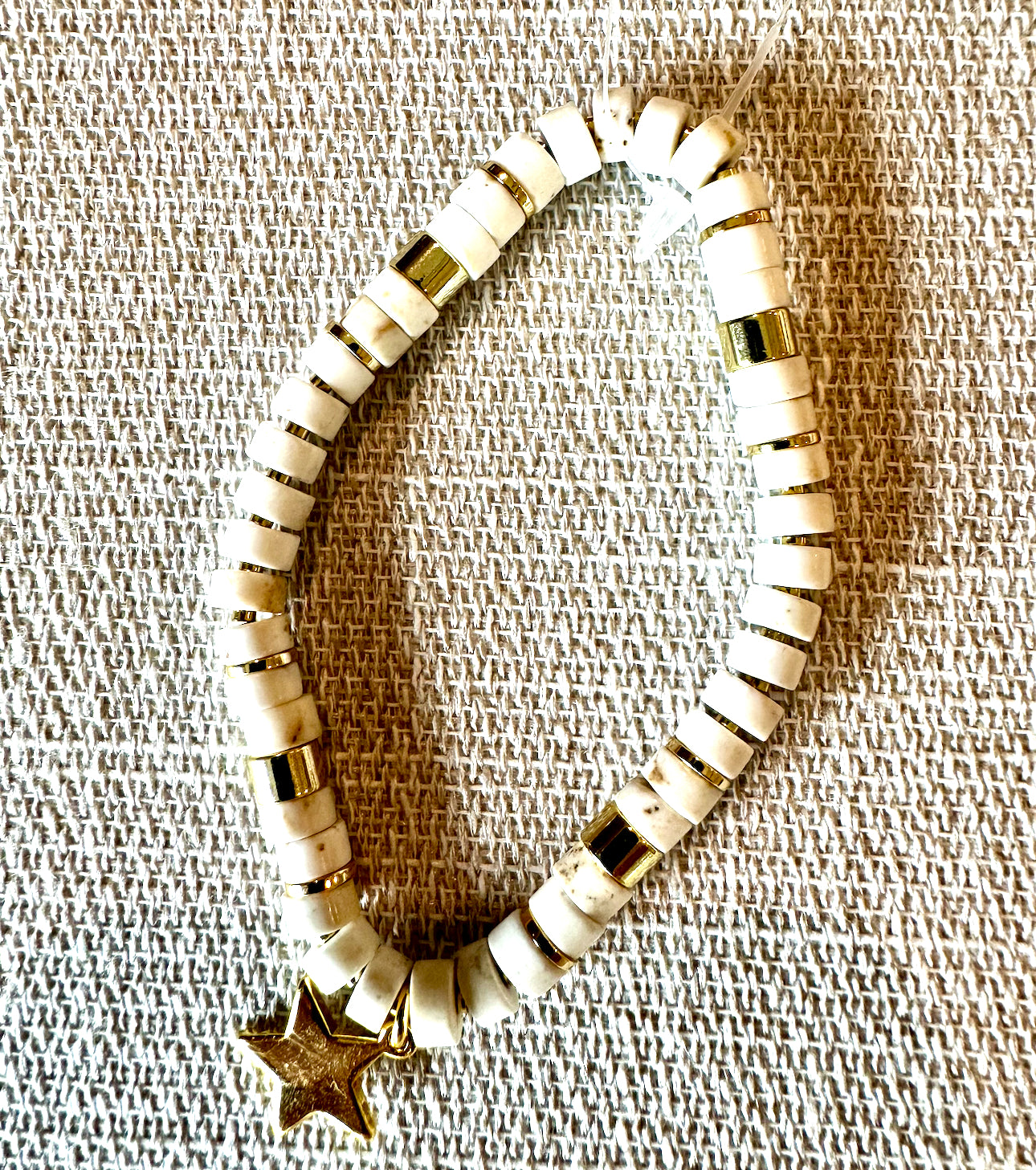 Cream Howlite Bracelet with Star Charm