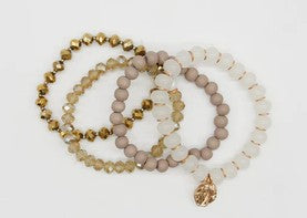 Neutral Toned set of 4 Beaded Bracelet