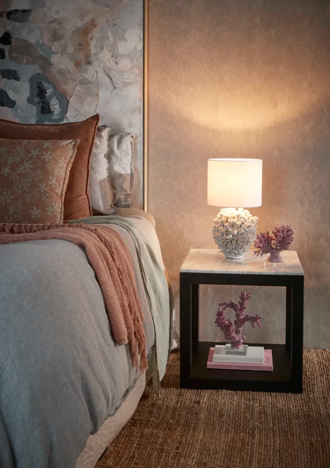 Malibu coral on stand mauve