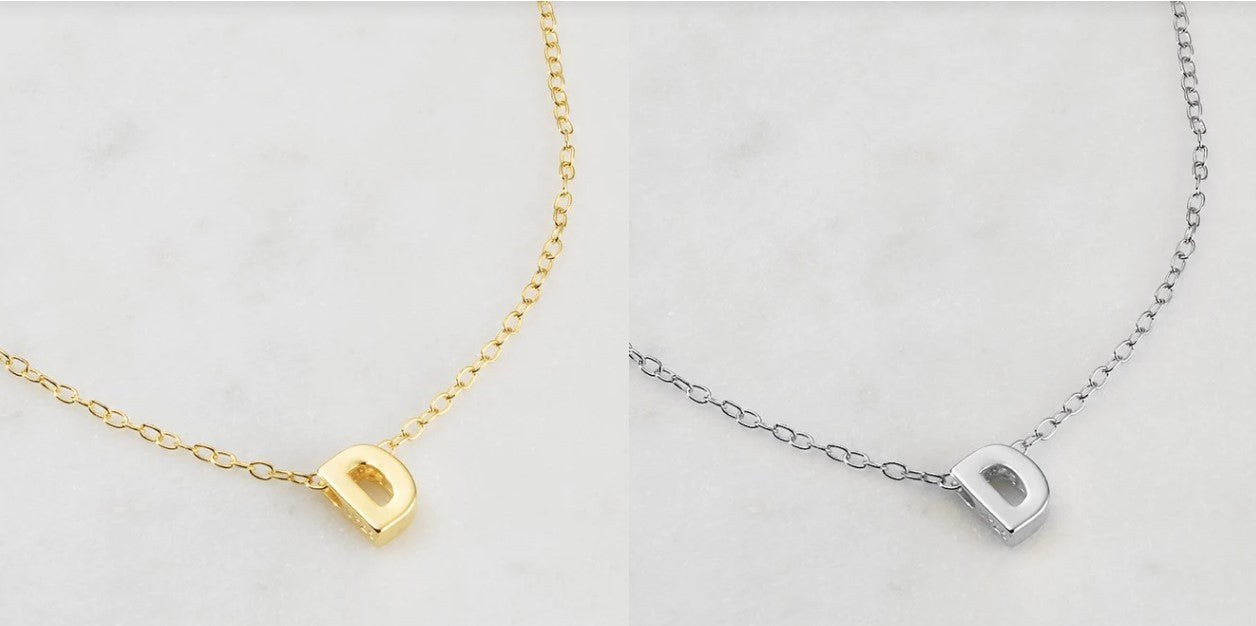 Letter Necklace D Silver