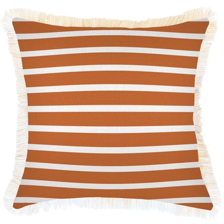 © Hampton burnt orange fringe cushion