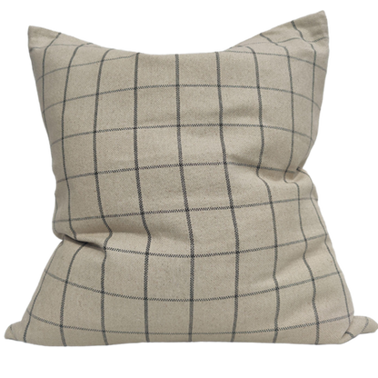 Irish Plaid Rustic Linen Cotton Cushion Black