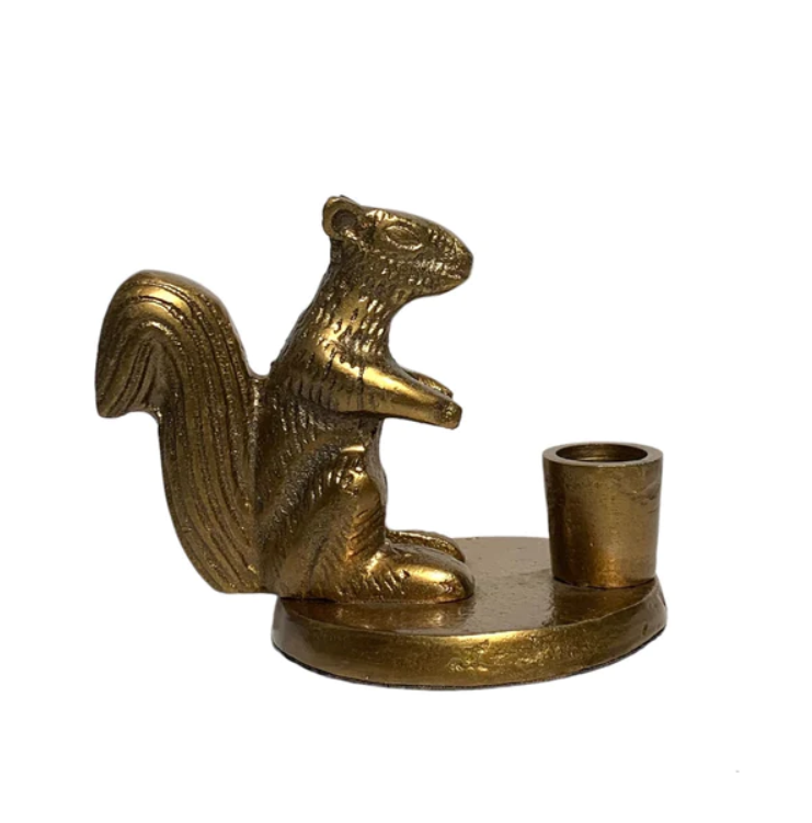 © Squirrel candle holder antique gold