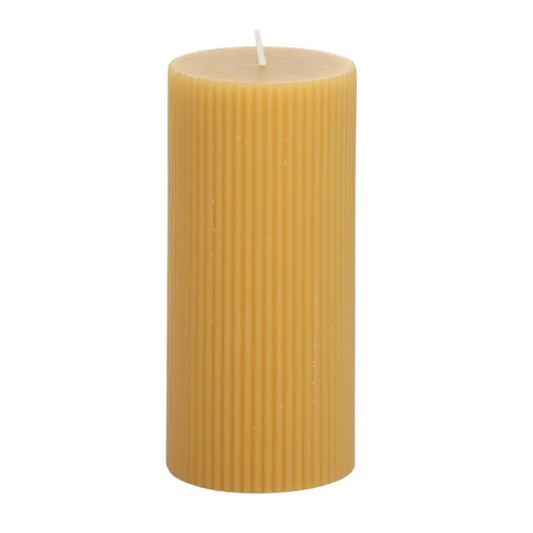 © Ribbed pillar candle mustard