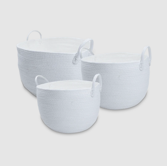 © Basket planter white handles large