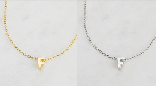 Letter Necklace F Gold